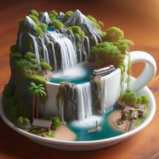 Fantasy Island Erupts from Whimsical Coffee Mug