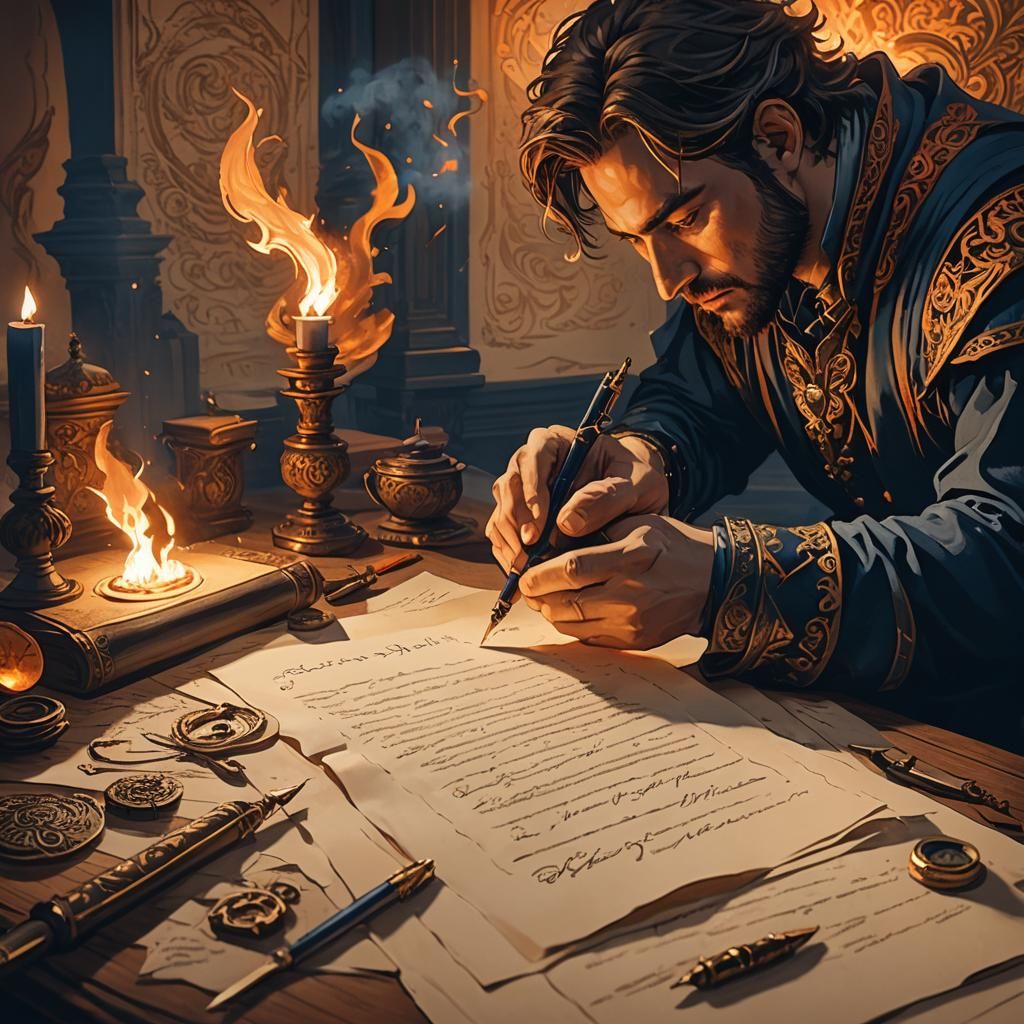 Burning Letters: Fantasy Concept Art in Matte Painting Style