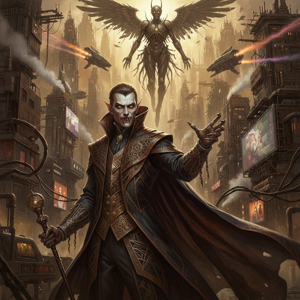 Cyberpunk Vampire's Jealousy and Desire: Digital Art