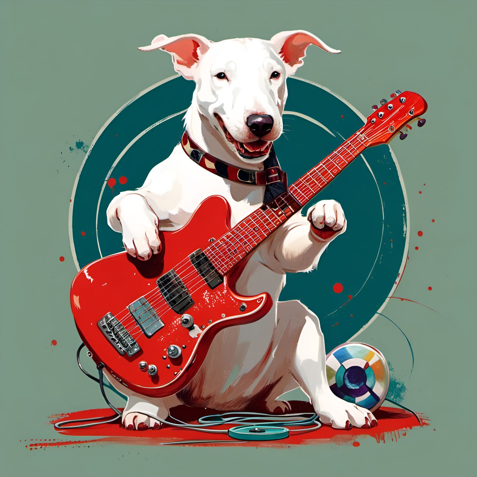 Bull Terrier Plays Guitar in Pixar Style