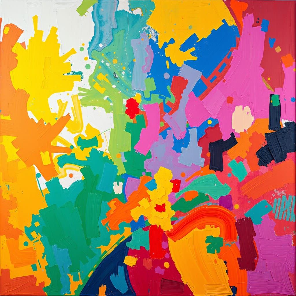 Abstract Gouache Painting in Impressionist Style