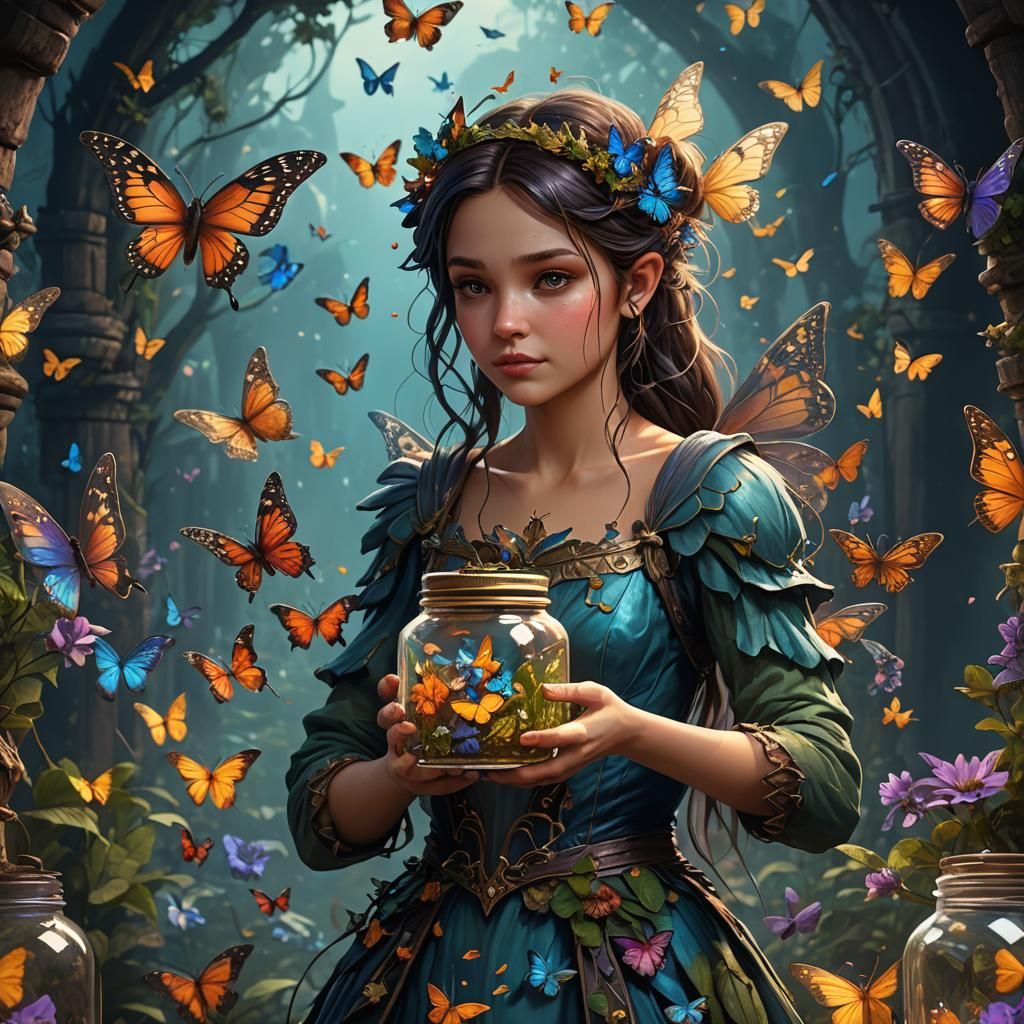 Fairy with Butterflies: Fantasy Concept Art