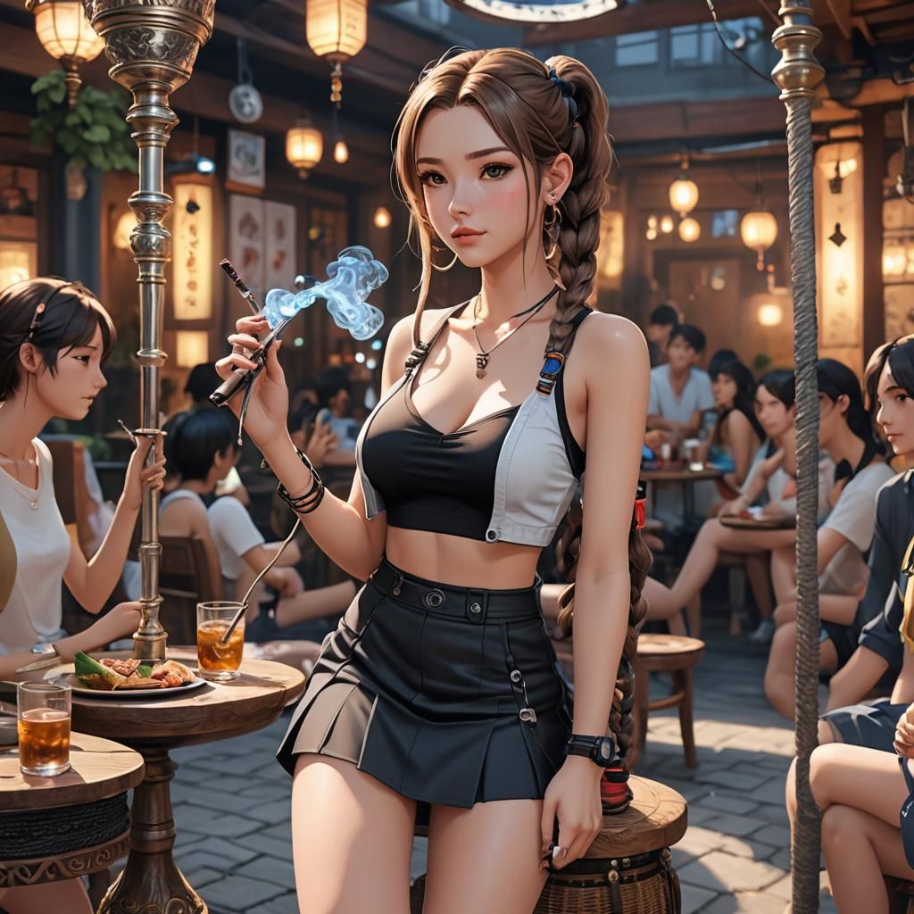 Anime Style: Friends Sharing Hookah