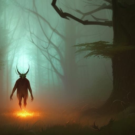 Mothman in Misty Woods: Hyperdetailed Concept Art