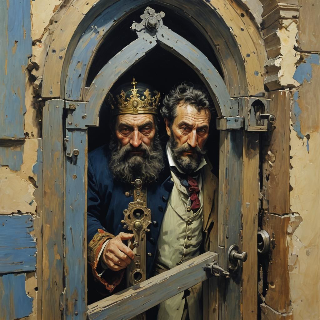 Bluebeard's Castle Through Keyhole, Realist Painting