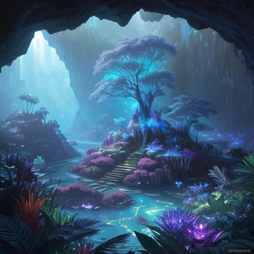 Lush Crystal Cave: A Fantasy Matte Painting