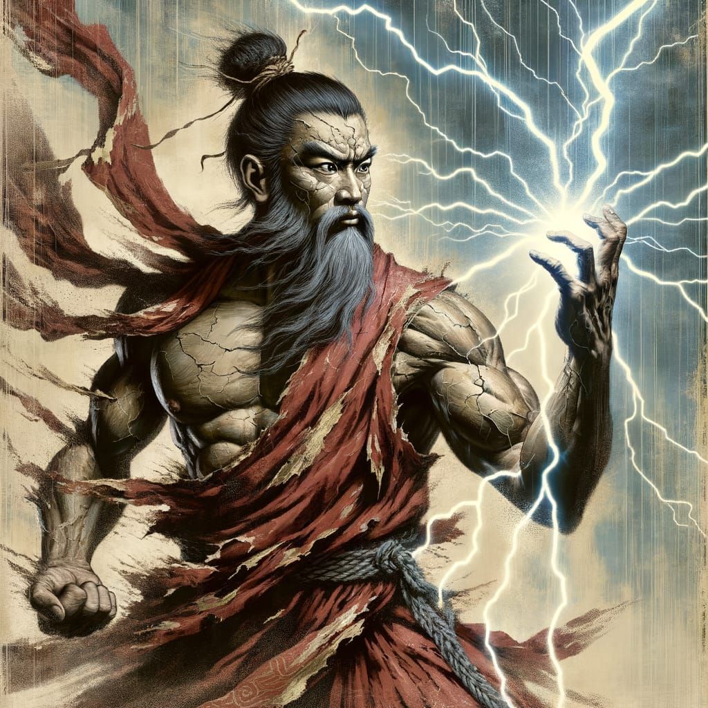 Confucius in Storm, Classic Oriental Art Style