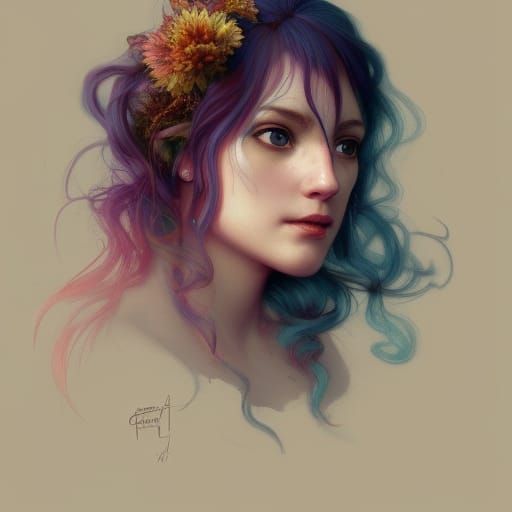 Yarn Fairy Portrait in Art Nouveau Style