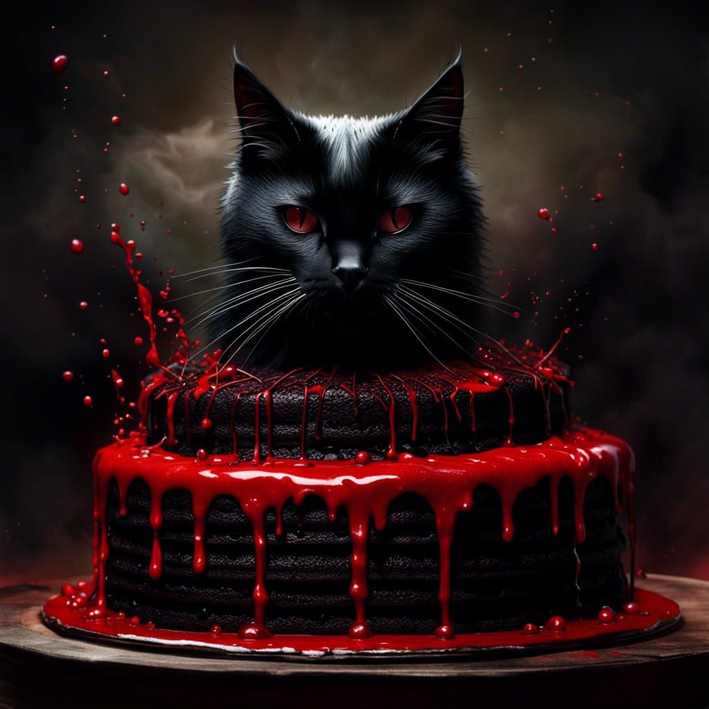 Gothic Black Cat Offers Eldritch Wedding Cake