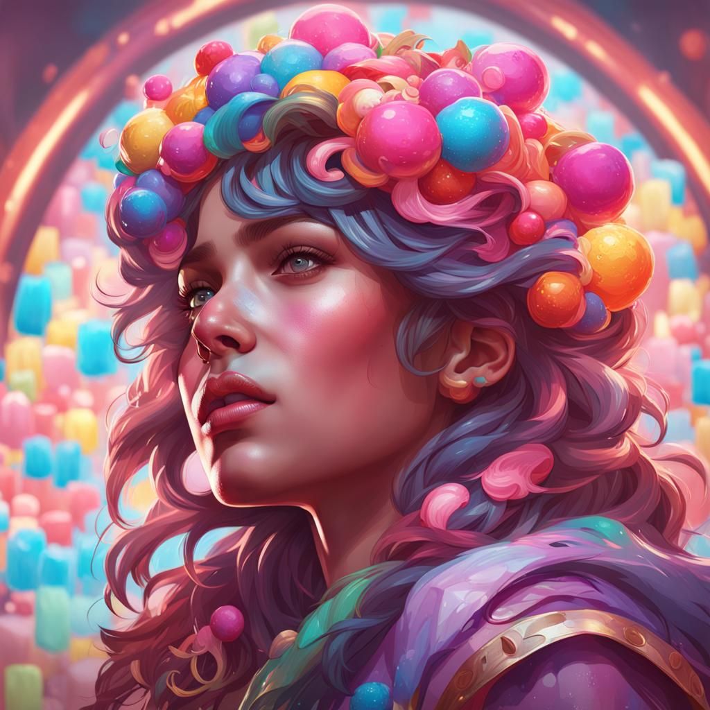 Hyperdetailed Candy Portrait in Artgerm Style