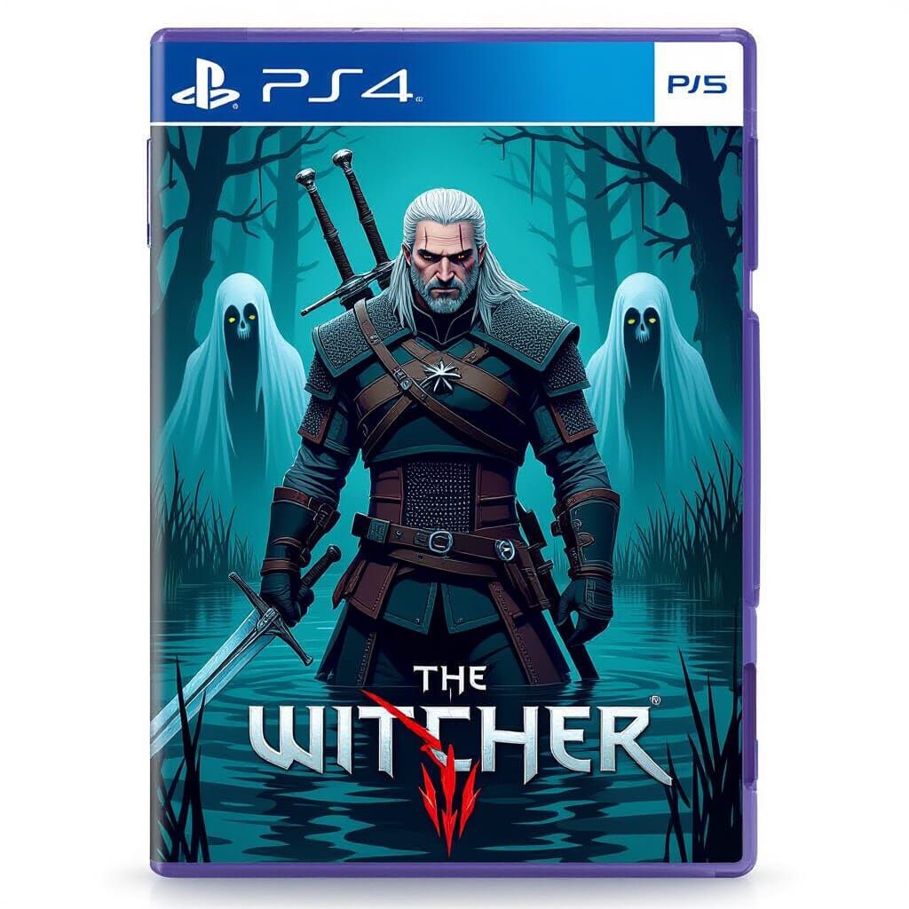 Geralt of Rivia in Dark Swamp: a Dark Fantasy Image