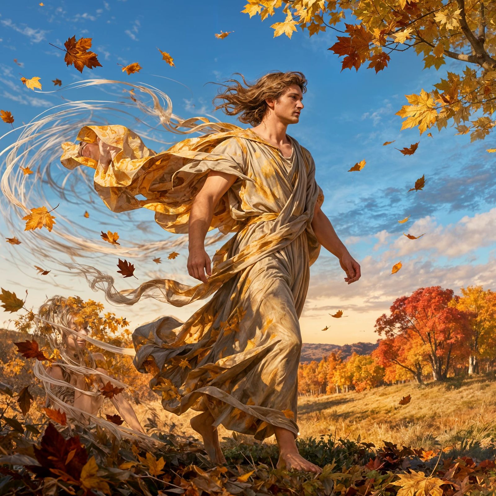 Eurus, God of Autumn Winds, in an Artistic Portrait