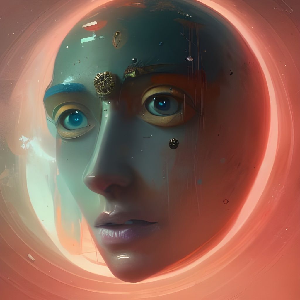 Anthropomorphic Saturn Portrait in Deep Color Fantasy Art