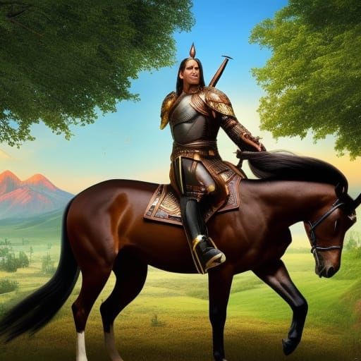 Biopunk Centaur in Naive Art Style