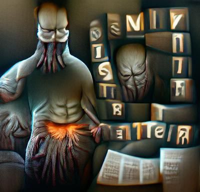 Sinister Wordle Personification in Dark Art Style