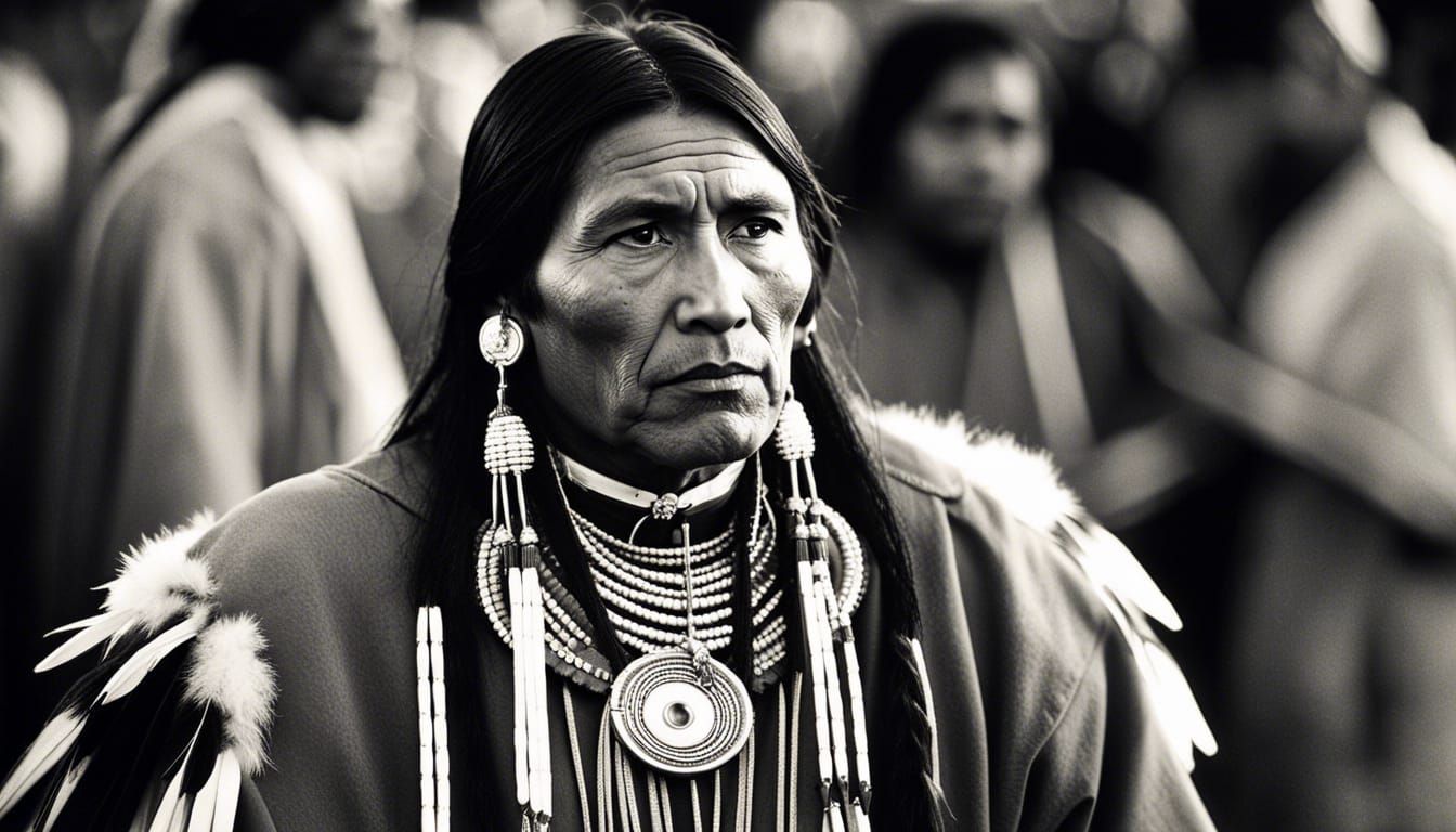 Native Americans Pow Wow Dance, Vintage Black and White Phot...