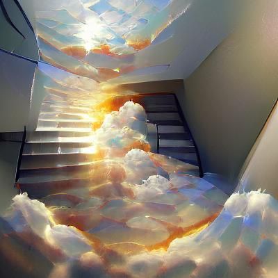 Cloud Staircase to Pearly Gates in Sunlight
