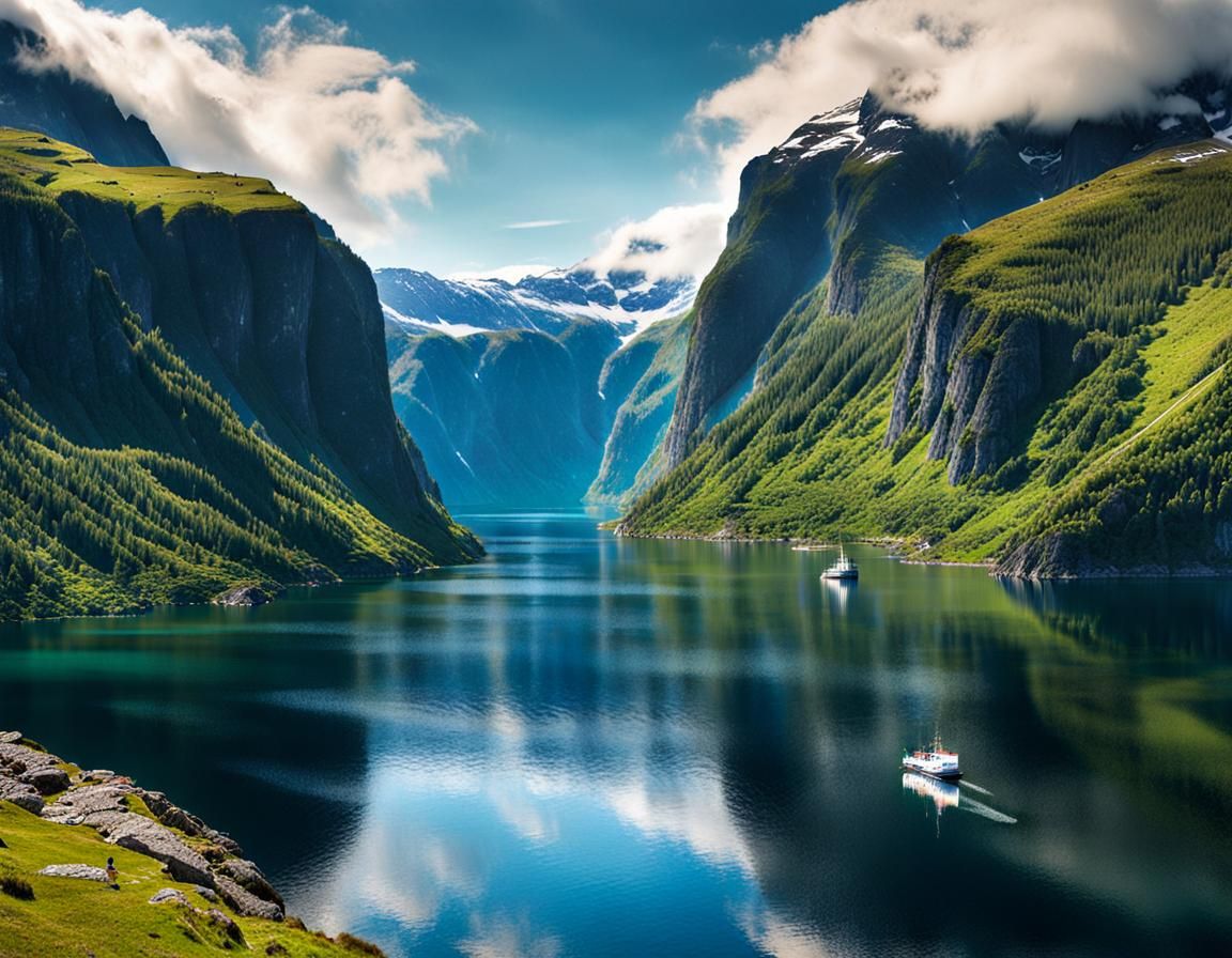 Dreamy Fjord Landscape: Digital Art