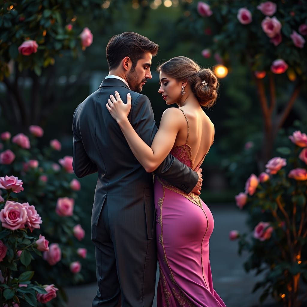 Romantic Tango in a Shady Rose Garden