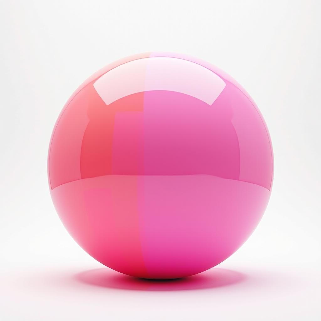 Vibrant Pink Sphere on White, Matte Painting