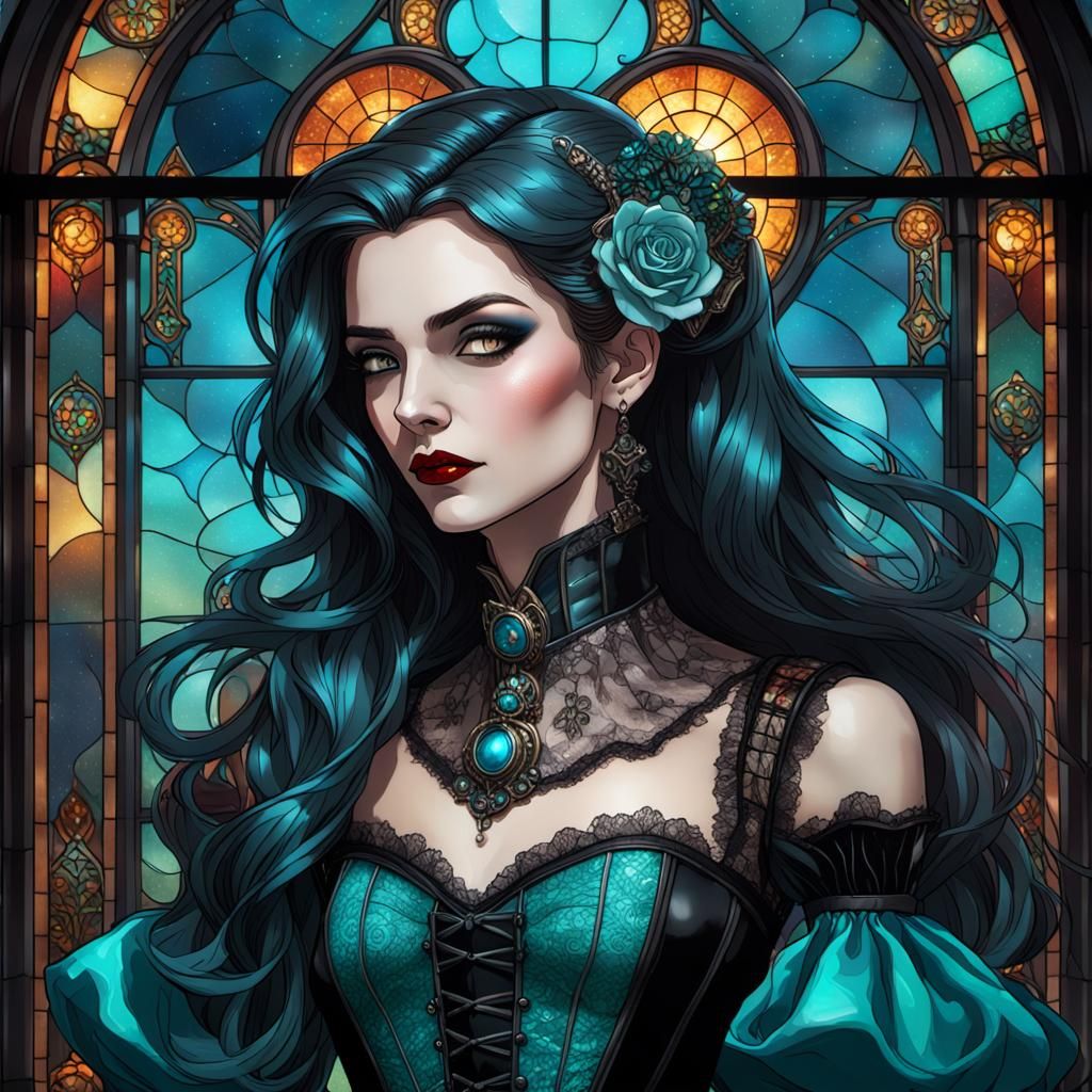 Steampunk Goth Vampire in Victorian Style