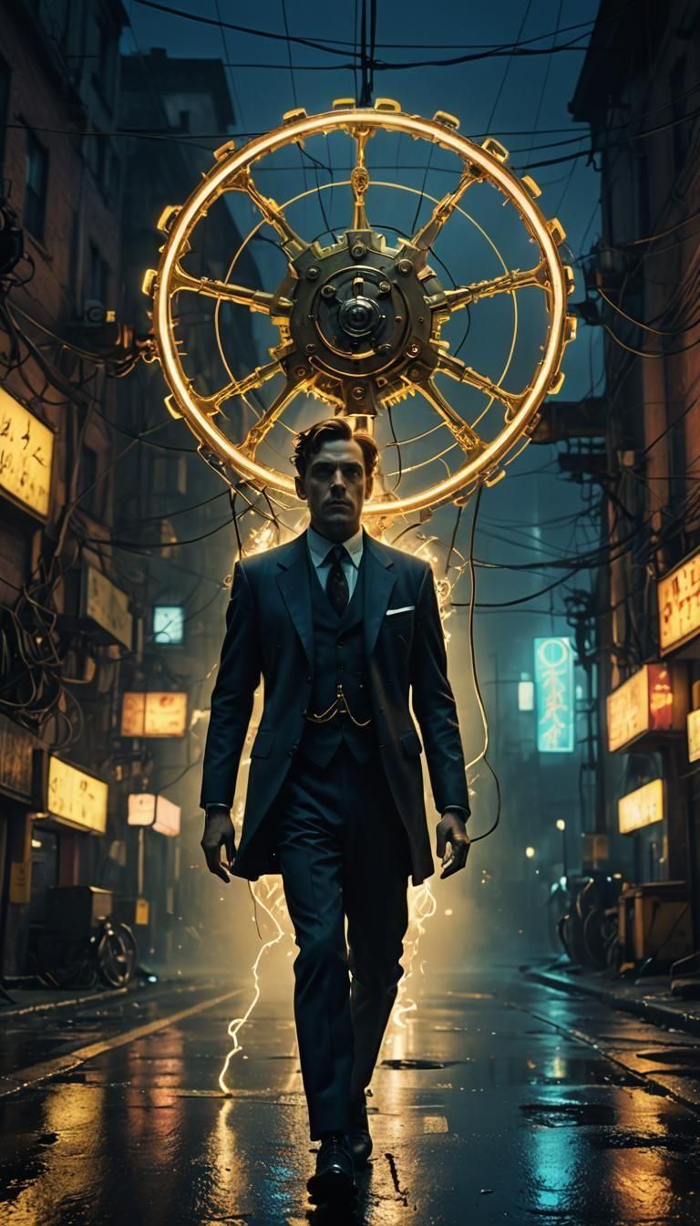 Steam and Electricity Fairy in 1920s Futurism Style