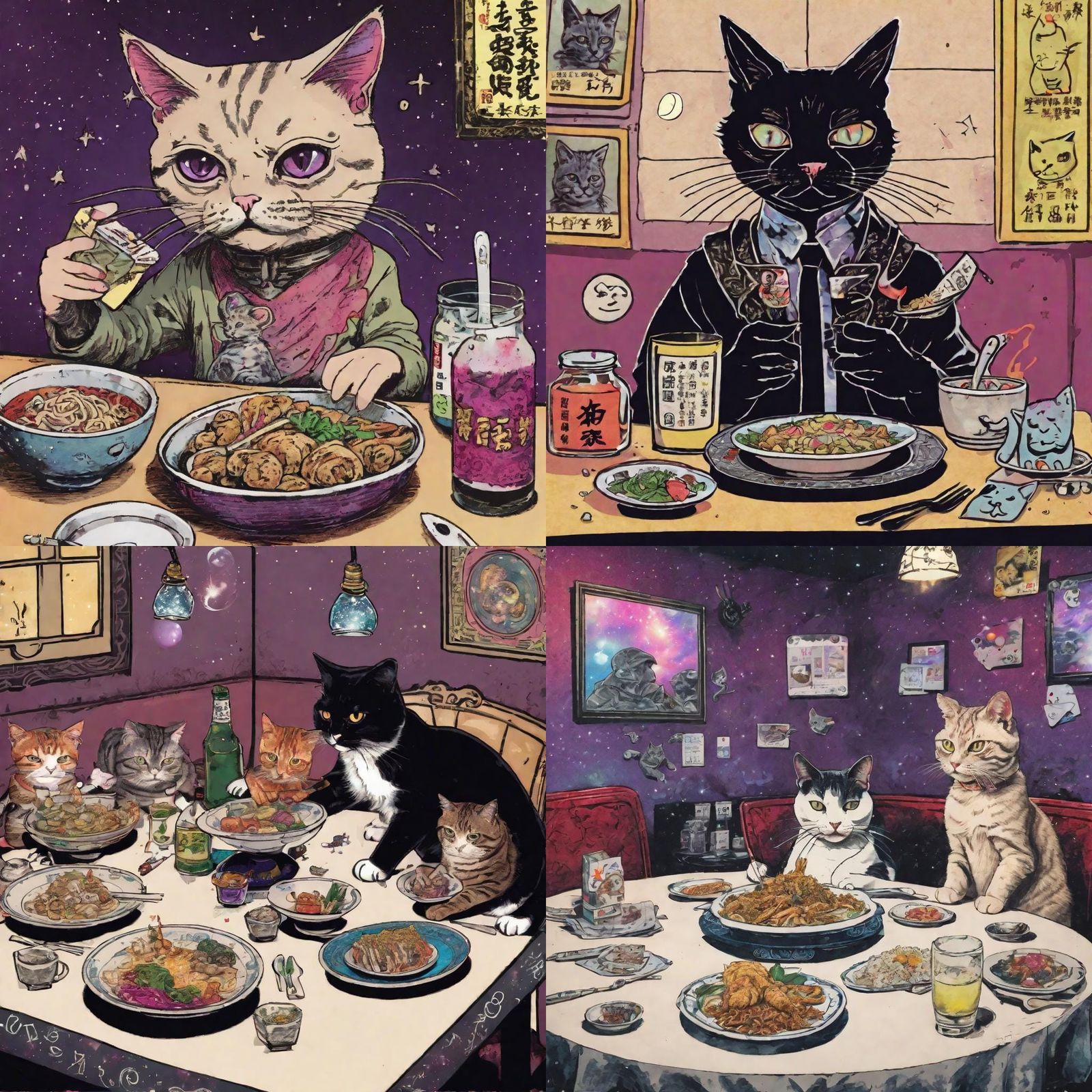 Galaxy Cat's Vintage Dinner: Magic Card Art