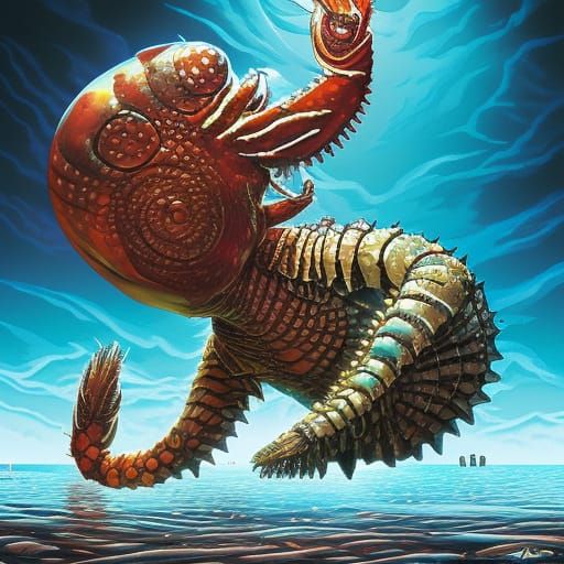Giant Pistol Shrimp Kaiju in Comic Book Art