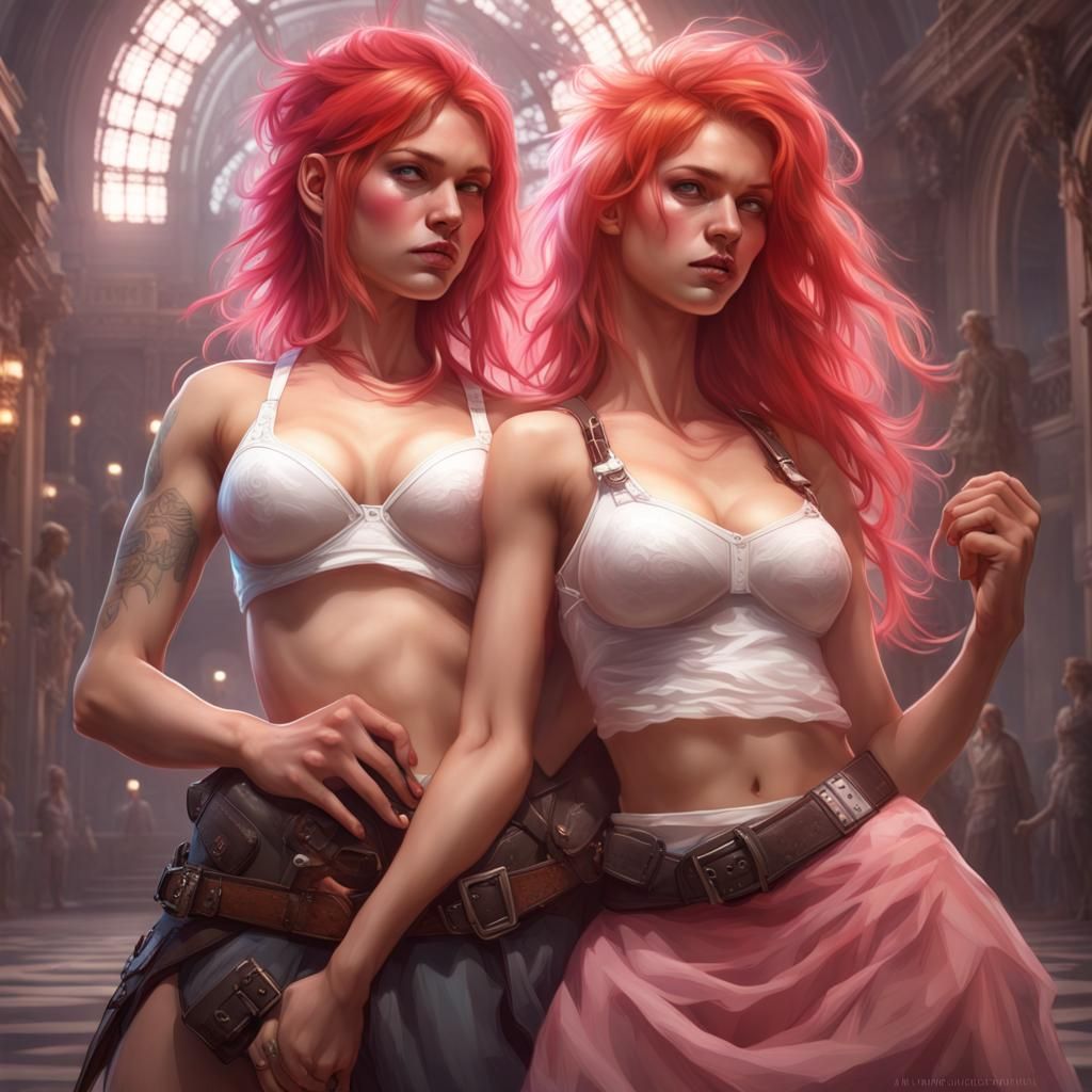 Mystic Punk Girls Portrait in Hyperdetailed Style