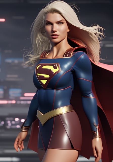 Futuristic Supergirl in White Bikini with Mech Details