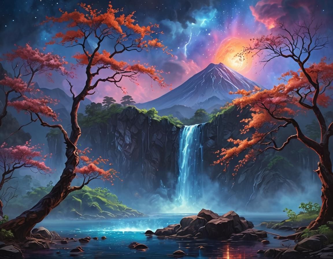 Underwater Volcano in Oil Painting Style