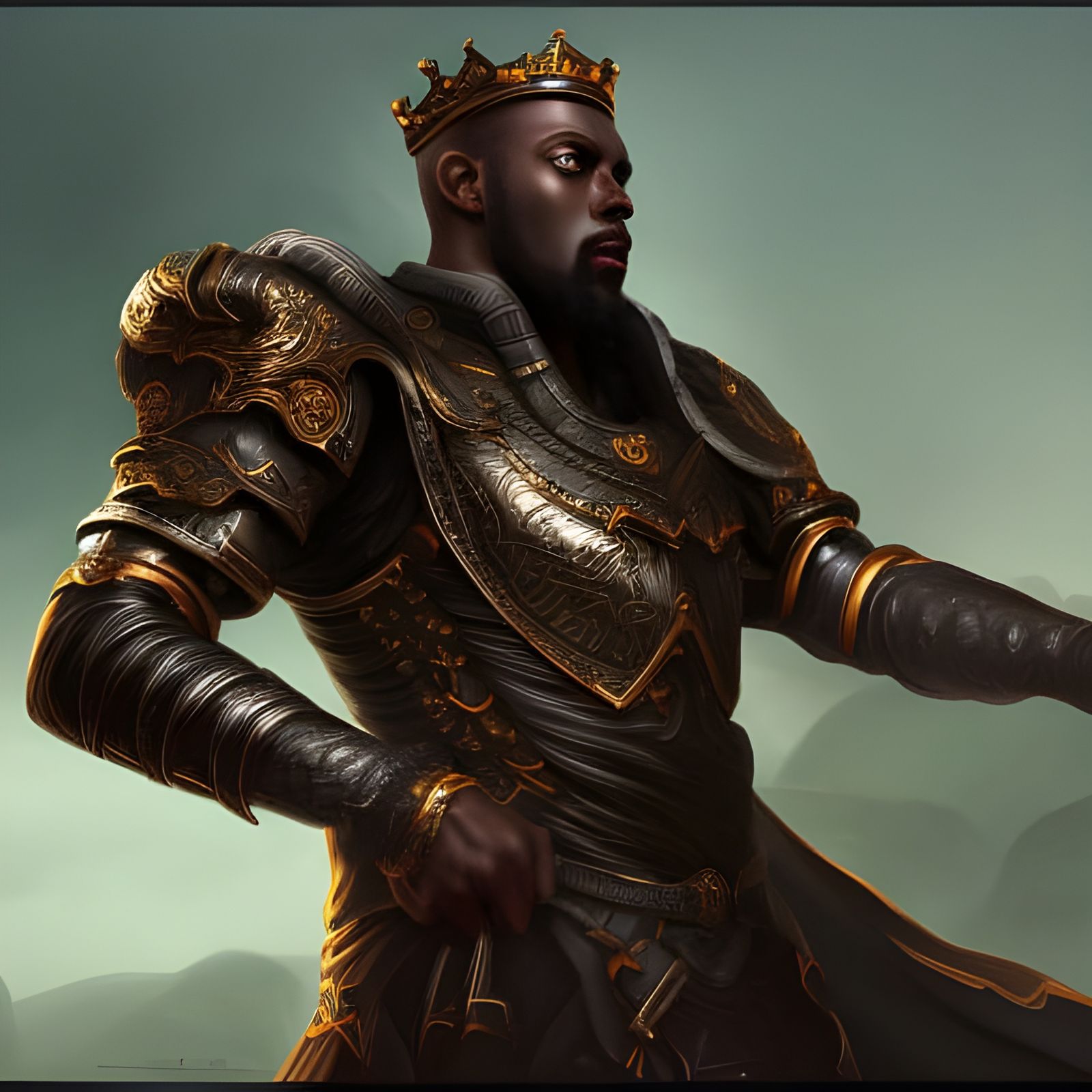 Handsome Black King in Detailed Fantasy Art