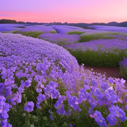 Colorful Flower Park in Pink and Blue