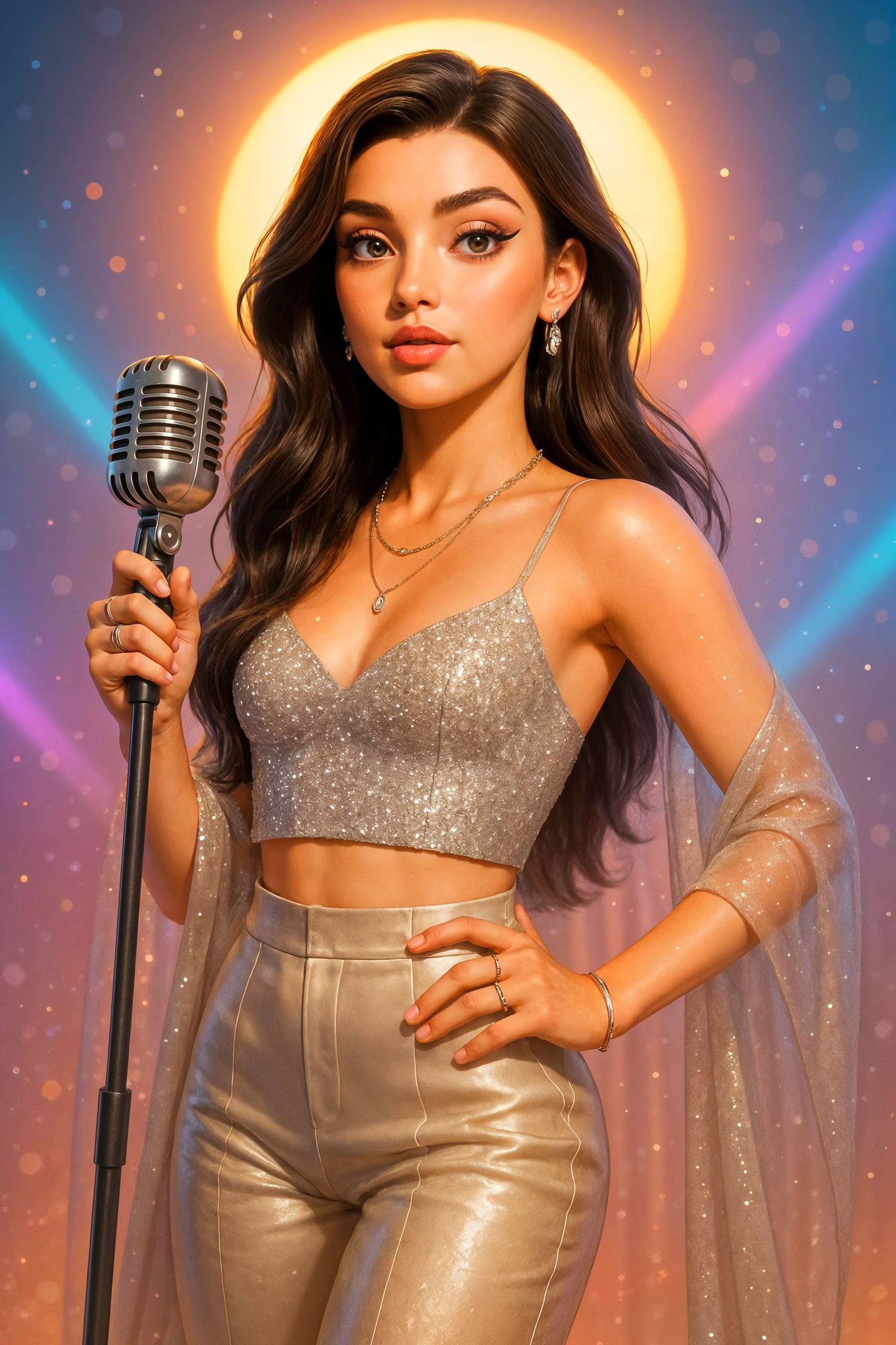 Glamorous Pop Icon Radiates Confidence on Stage