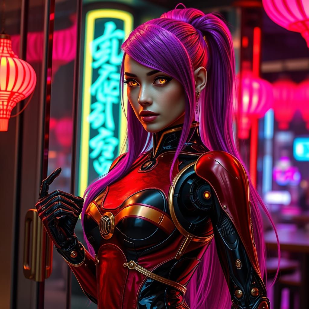 Cyborg Hostess in Cyberpunk Gentleman's Club