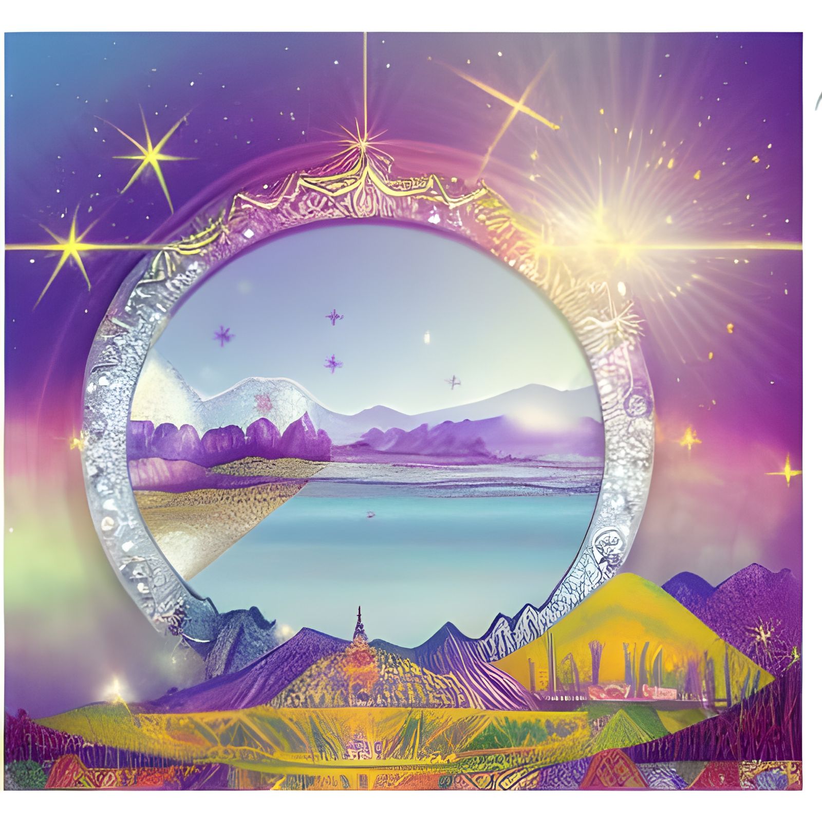 Surreal Sparkling Landscape with Ornate Details