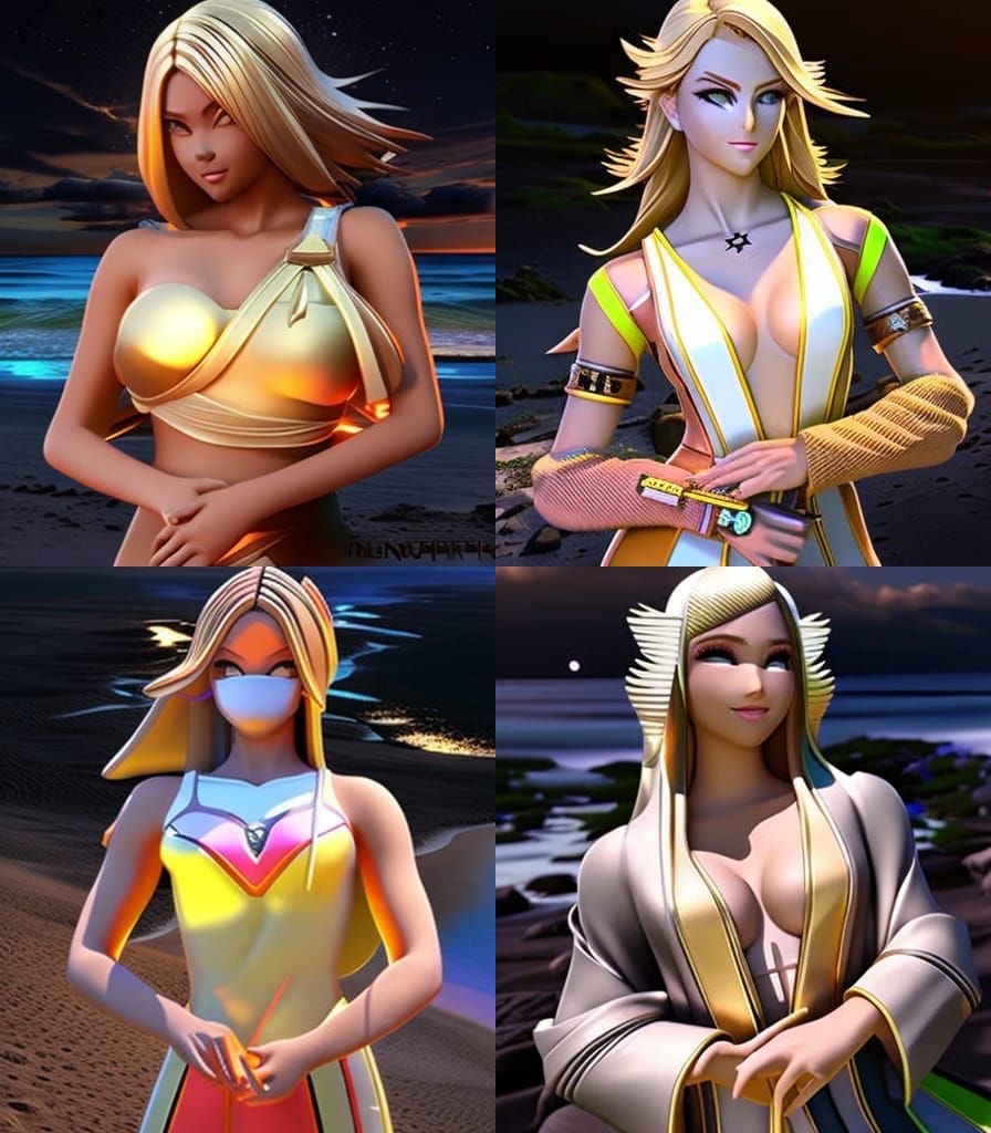 Anime Bodybuilder on Sunset Beach in Ultra 4K