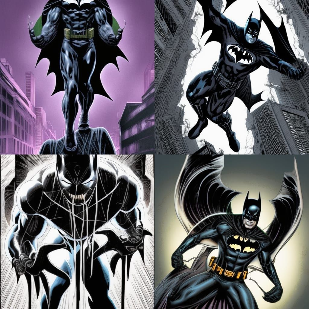 Symbiote Batman in Comic Book Art Style