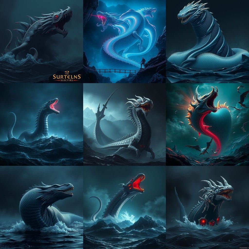 Giant Sea Serpent in Detailed Fantasy Concept Art