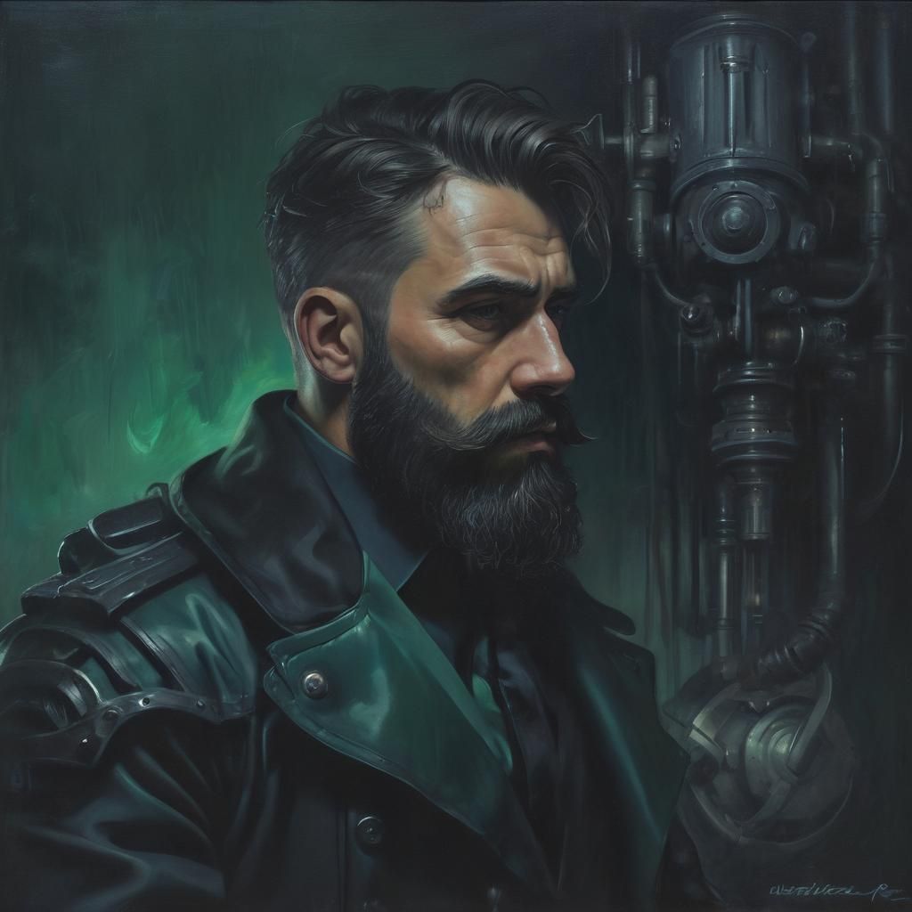 Dieselpunk Portrait of a Bearded Man