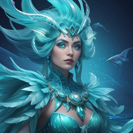 Bioluminescent Showgirl in Deep-Sea Costume