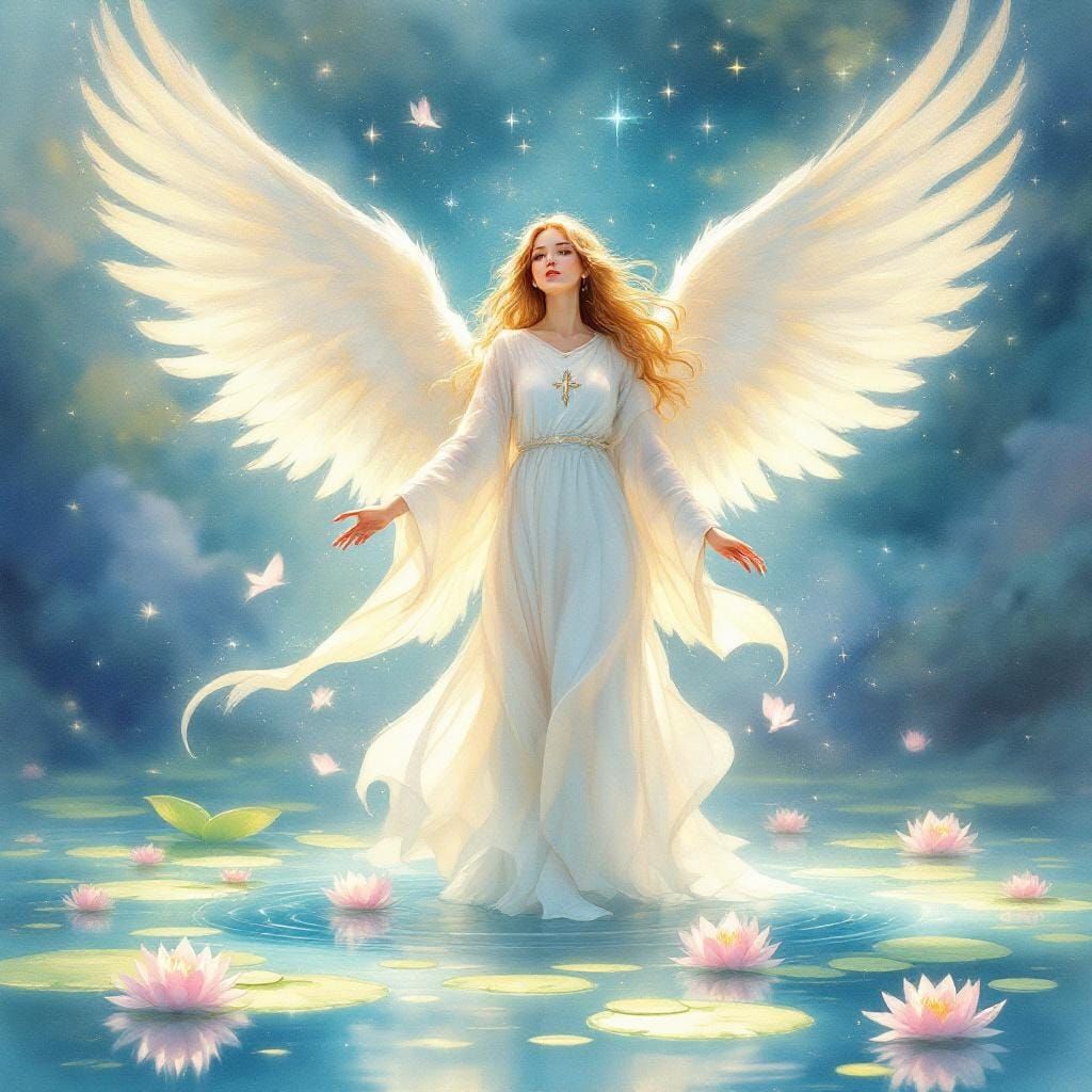 Angel of Charity in Fantasy Watercolour Style