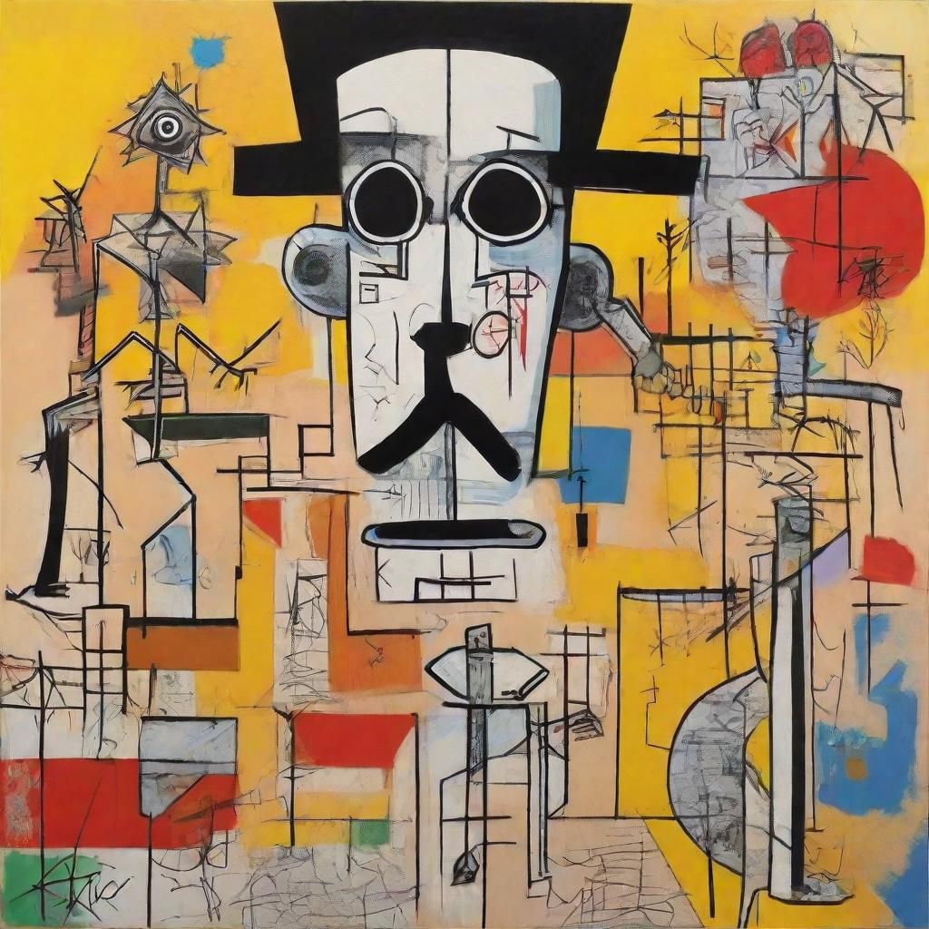 Cubist Scarecrow Art Deco Geometric Fauvism