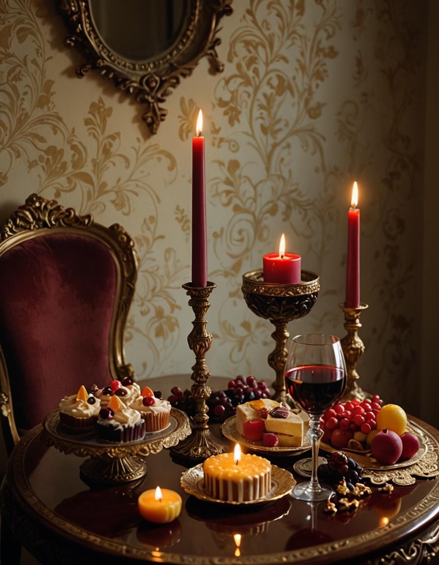 Cozy Candlelit Table in Cinematic Lighting