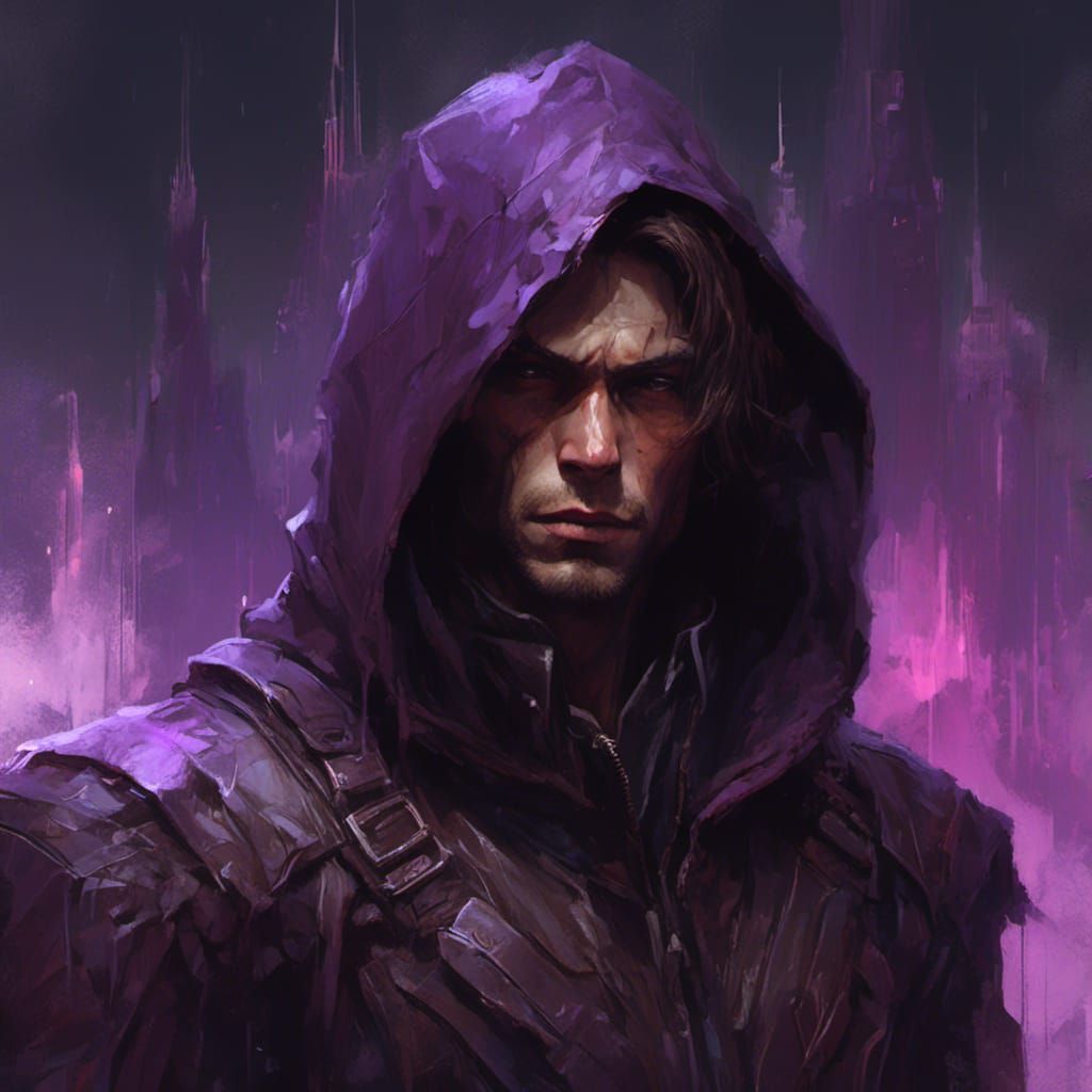 Futuristic Armored Man in Eerie Cityscape