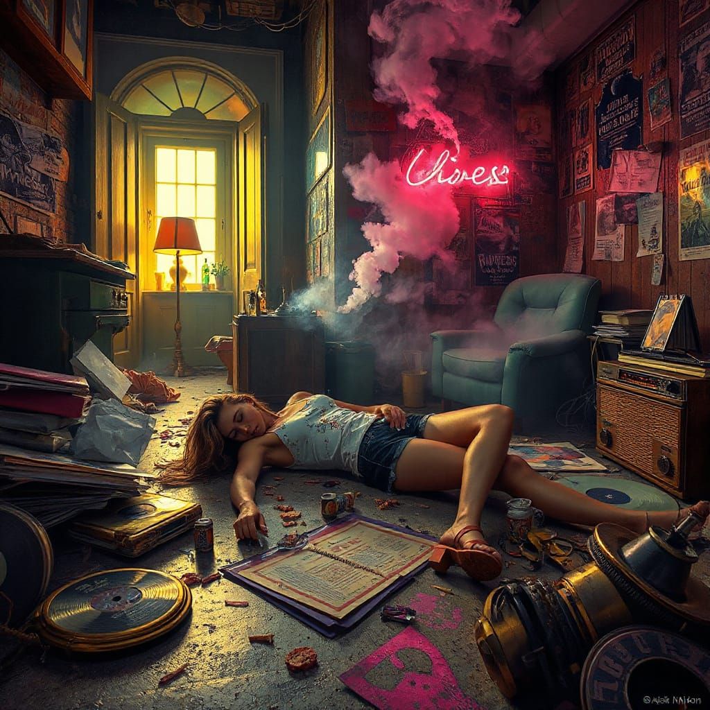 Psychedelic Chaos in a Smoky, Vintage Room