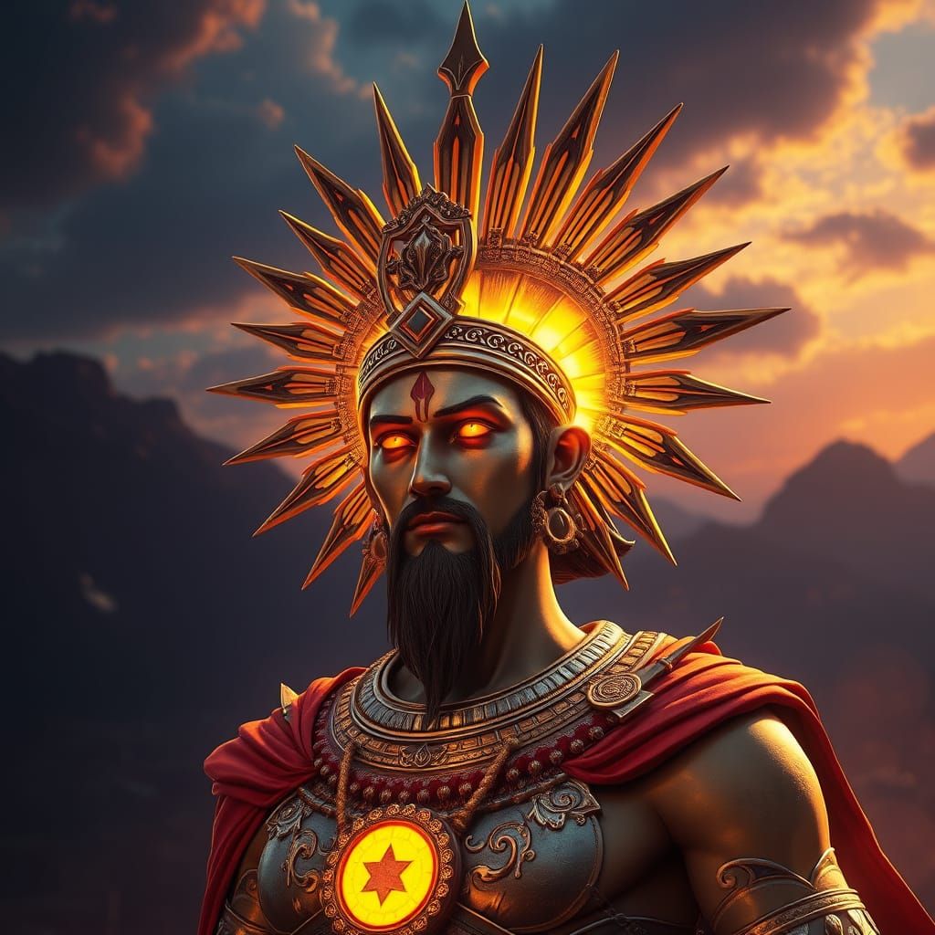 Mithra, Iranian Sun God, in Hyper-Realistic Digital Art