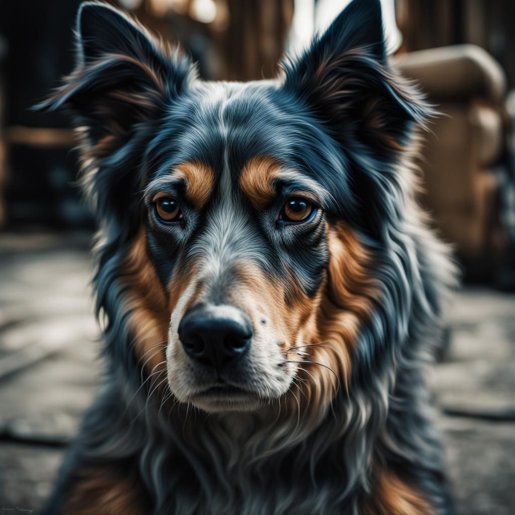 Hyperrealistic Portrait of Bluey the Dog