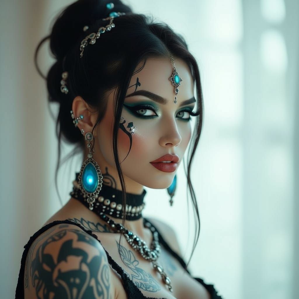 Elegant Female Demon in Palladium & Tungsten, 2000s Vintage ...