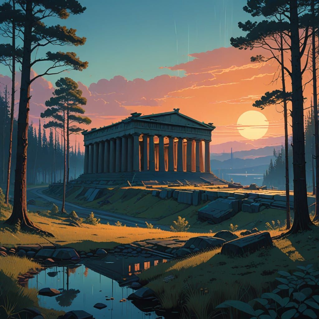 Ethereal Dusk Metropolis with Ancient Greek and Russian Infl...